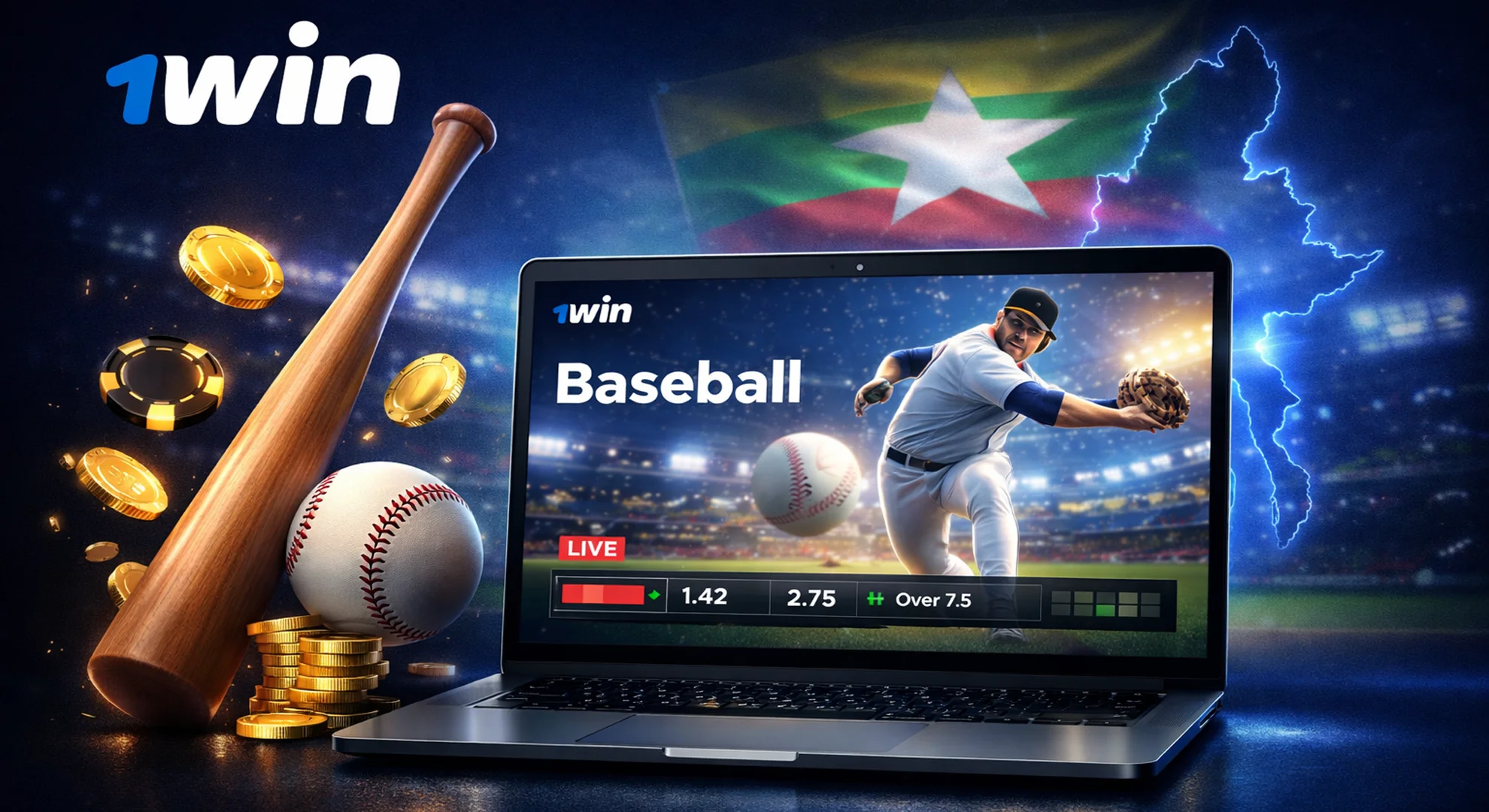 baseball betting section on 1win Myanmar platform